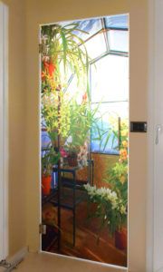 porte in vetro singola a battente minimal colorata