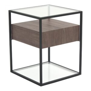 tavolo in vetro e legno con ripiano