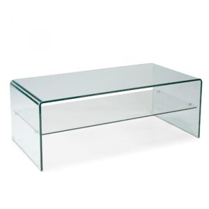 tavolo in vetro minimal con ripiano